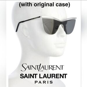 Flash Sale! Saint Laurent Cat-Eye Tinted  Sunglasses Silver AUTHENTICATED +Case